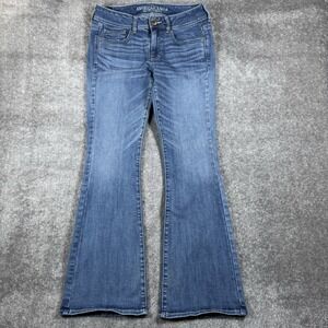 American Eagle Jeans Women's 8 Blue Denim Super Stretch Kick Boot Western‎